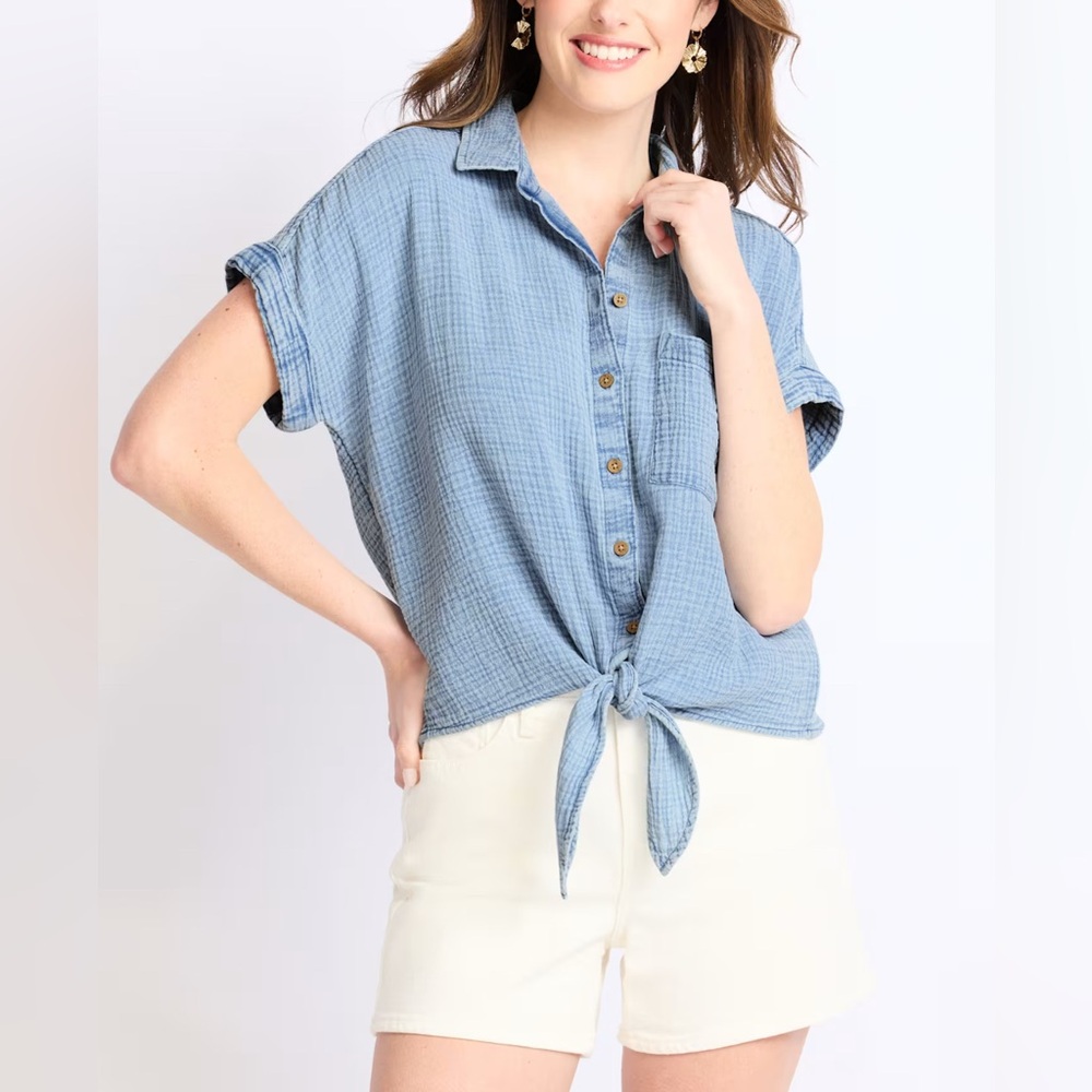 BEACH LUNCH LOUNGE Rosalia Tie Front Blouse